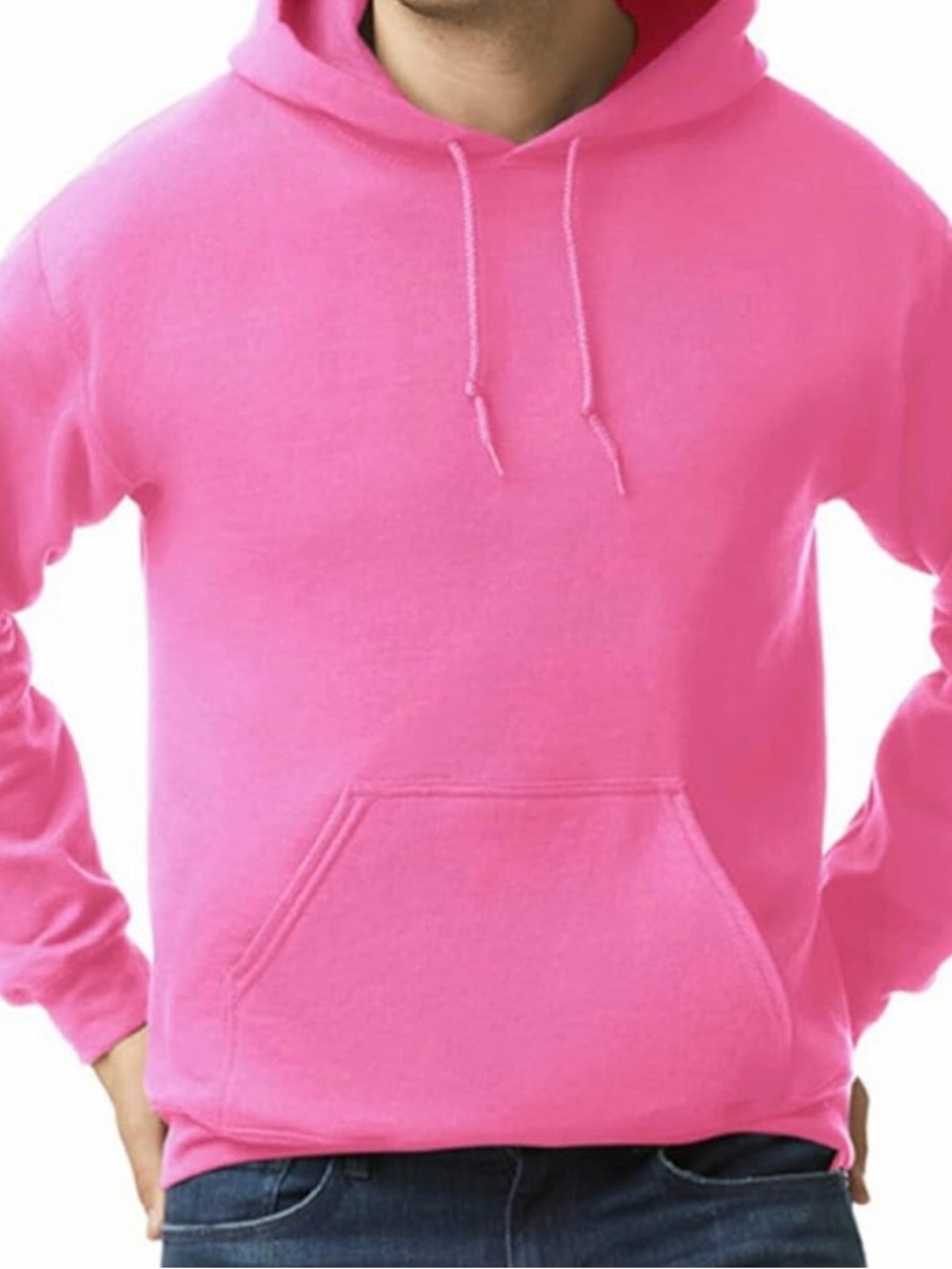 Men's Pink Pullover Hoodie - Classic Hooded Sweatshirt